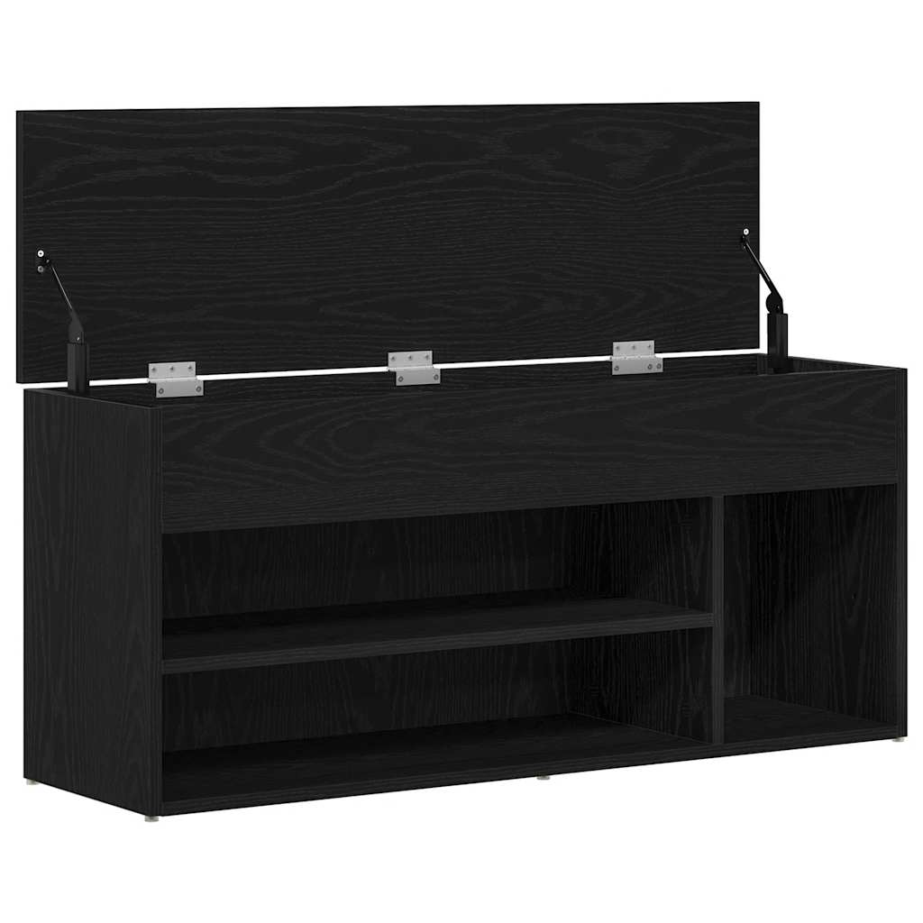fekete szerelt fa cipőpolc 102x30,5x45 cm