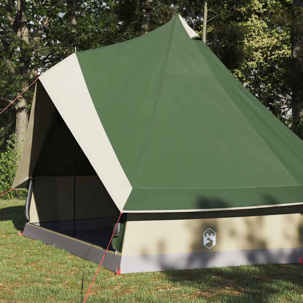 Családi Tipi sátor tetővel zöld és bézs 400 x 346 x 250 cm