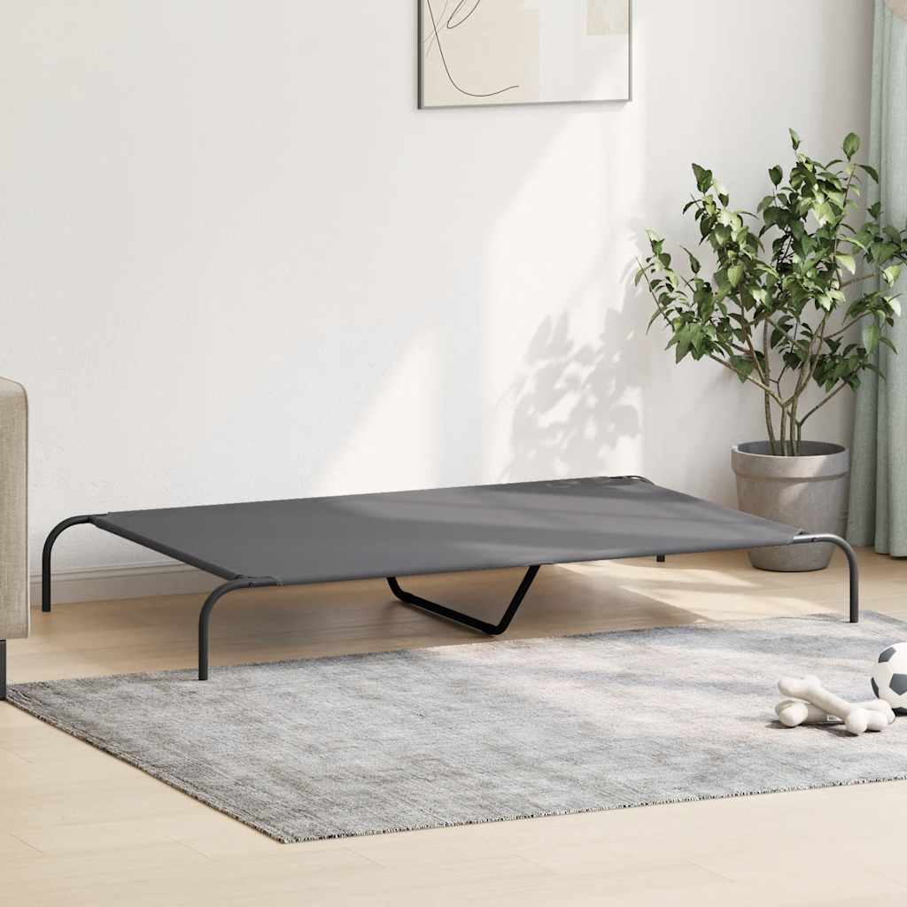 szürke oxford szövet és acél emelt kutyafekhely 150x90x20 cm