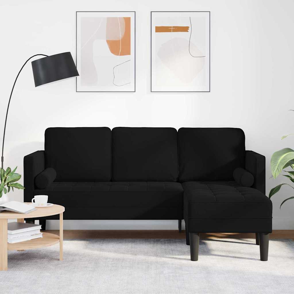 Kanapé Szett Fekete 173 x 131 x 67 cm Bársony