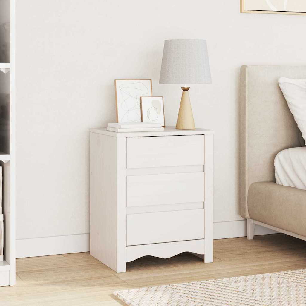 Éjjeliszekrény Drammen Fehér 45 x 35 x 56 cm Tömör fenyőfa