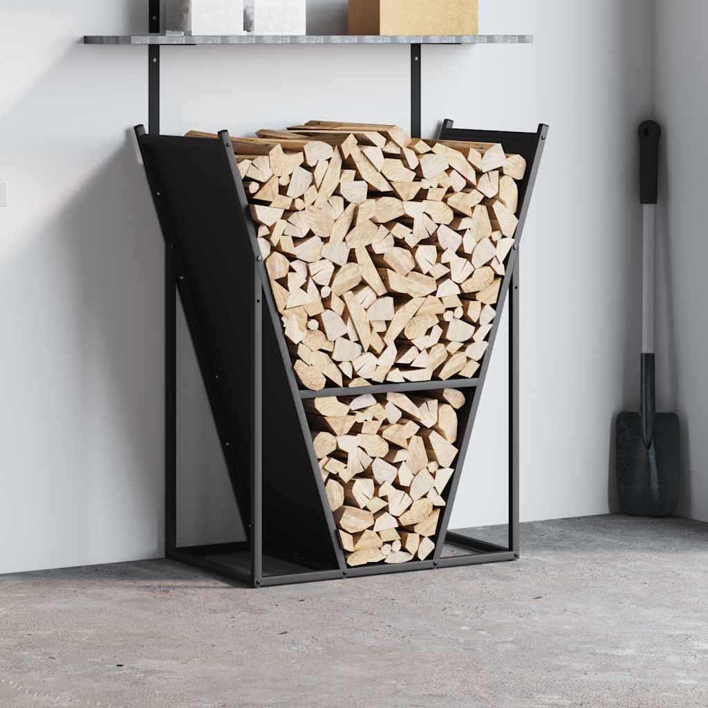 fekete hidegen hengerelt acél tűzifatároló 69,5x35x81 cm