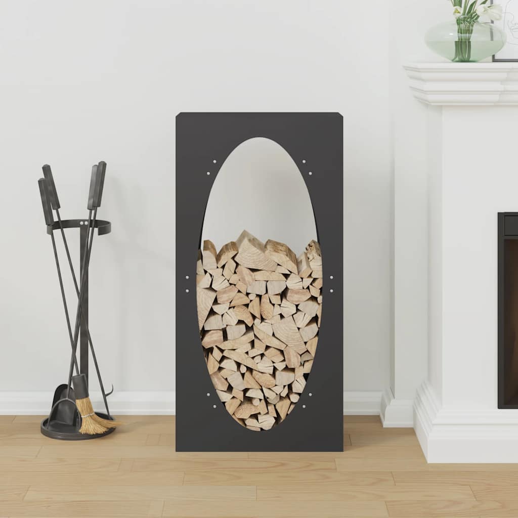 fekete hidegen hengerelt acél tűzifatároló 50x23x100 cm