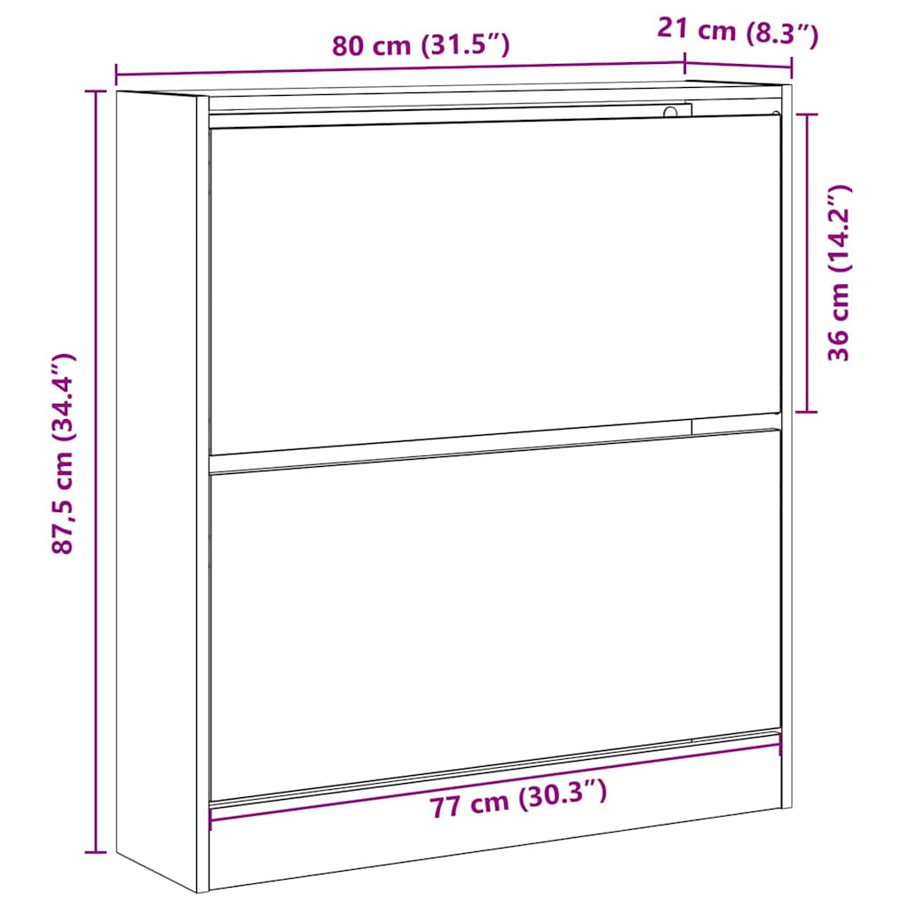 Cipőszekrény tárolóval Füstölt tölgy 80 x 21 x 87.5 cm Faanyag