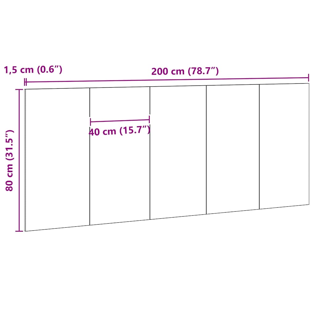 Fejtámla Musta tammi 200 x 1,5 x 80 cm Faanyag