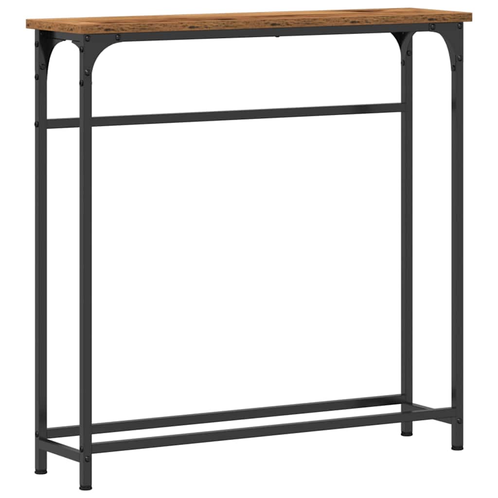 Konzolasztal Öreg fa 75 x 19.5 x 75 cm Műgyantás fa és fém
