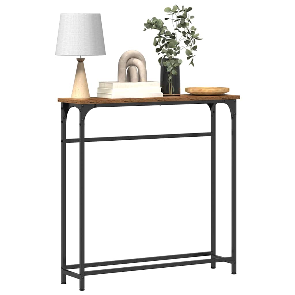Konzolasztal Öreg fa 75 x 19.5 x 75 cm Műgyantás fa és fém
