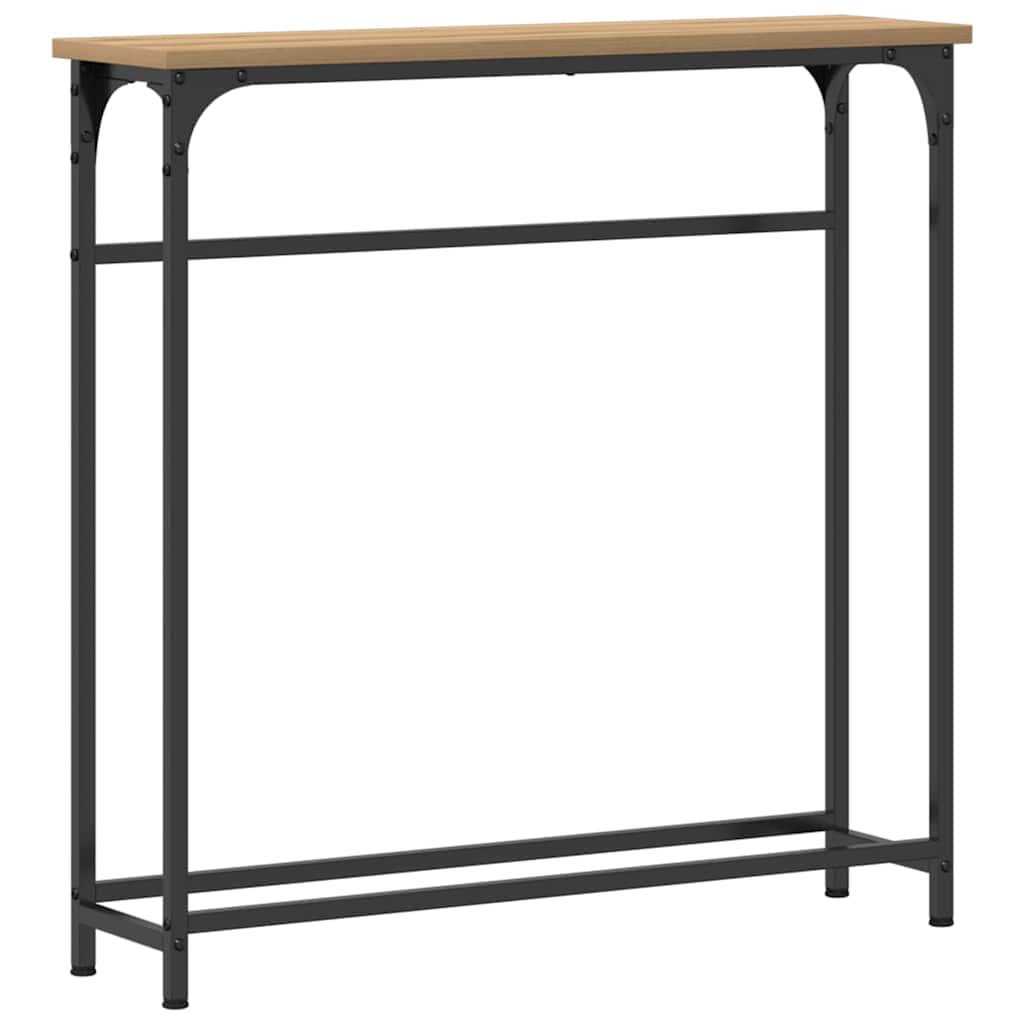 Konzolasztal polcokkal kézműves tölgy 75 x 19.5 x 75 cm