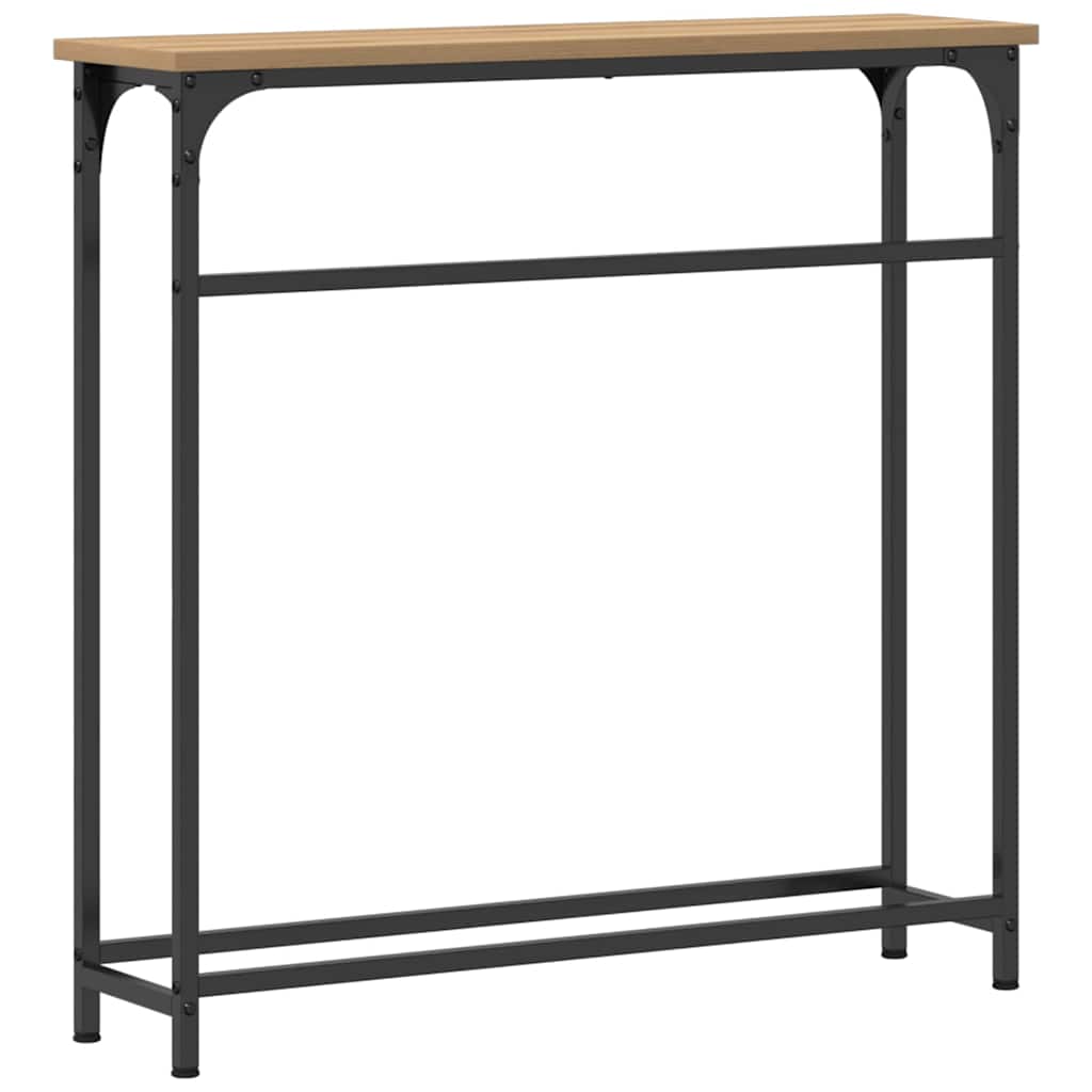Konzolasztal polcokkal kézműves tölgy 75 x 19.5 x 75 cm