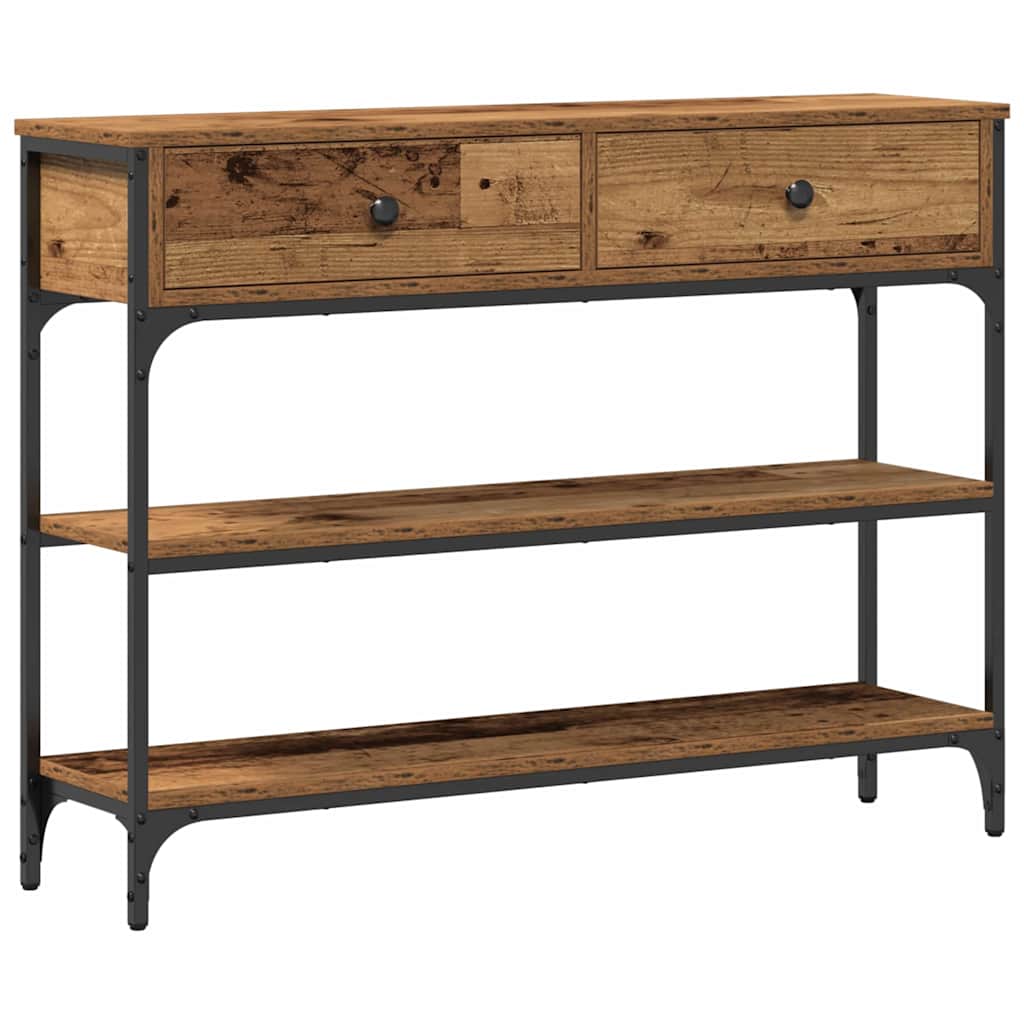 Konzolasztal Régi fa 100 x 25 x 75 cm Műgyantás fa és fém