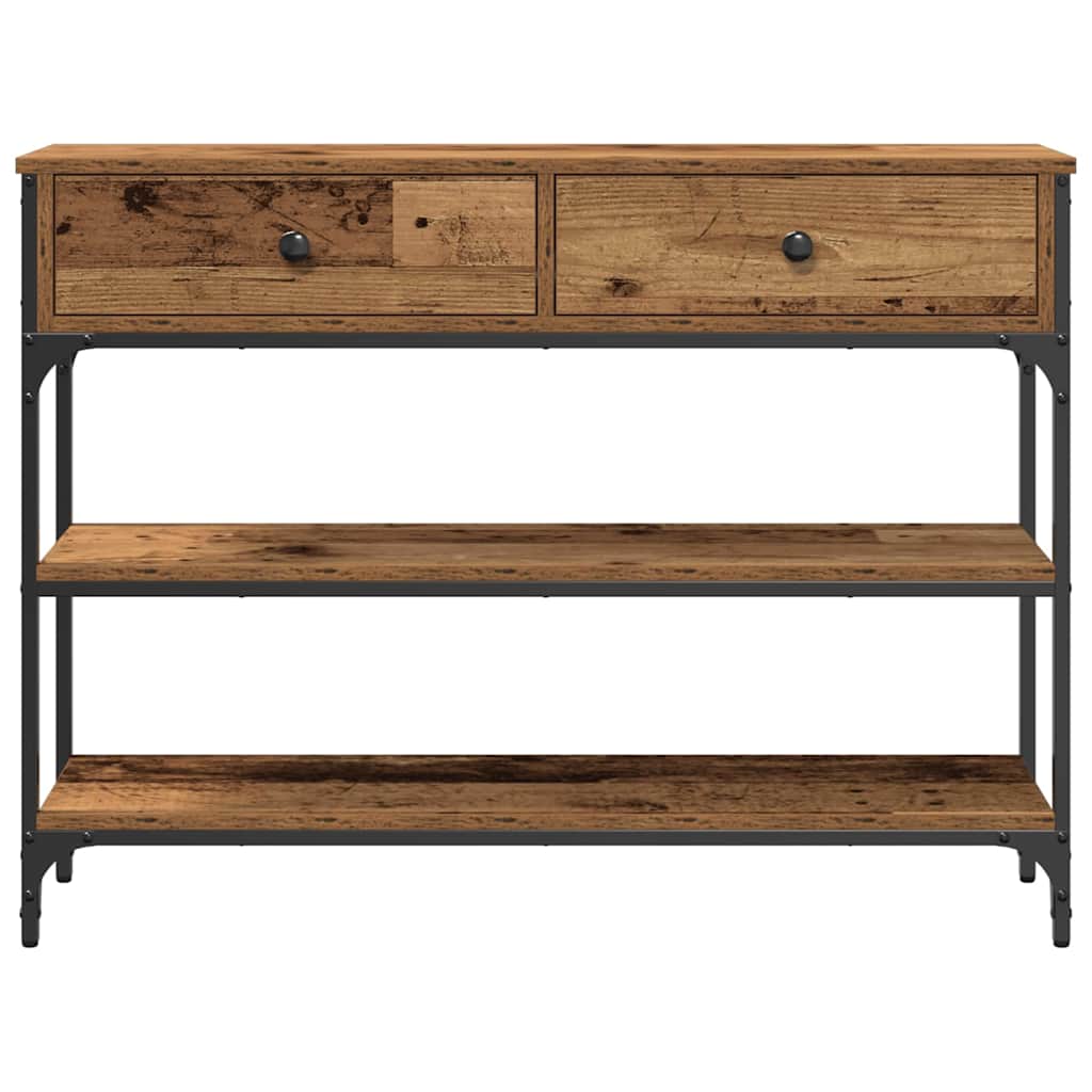 Konzolasztal Régi fa 100 x 25 x 75 cm Műgyantás fa és fém