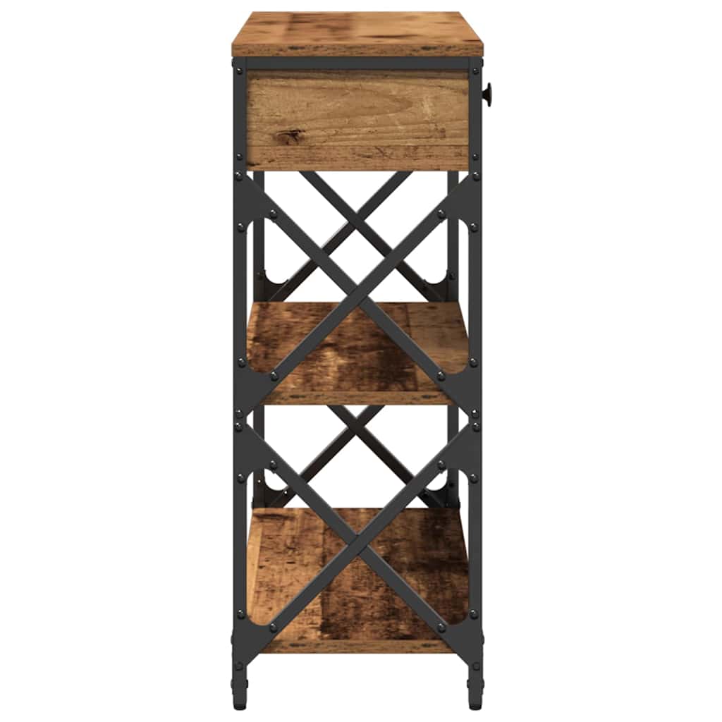 Konzol Asztal Régi fa 75 x 28 x 75 cm Műgyantás fa és fém