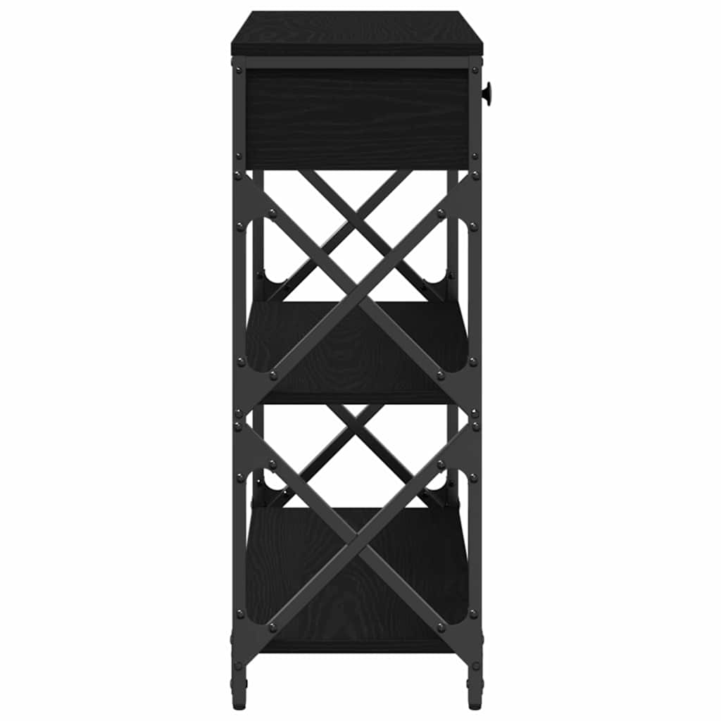 Konzol Asztal Musta tammi 75 x 28 x 75 cm Műgyantás fa és fém