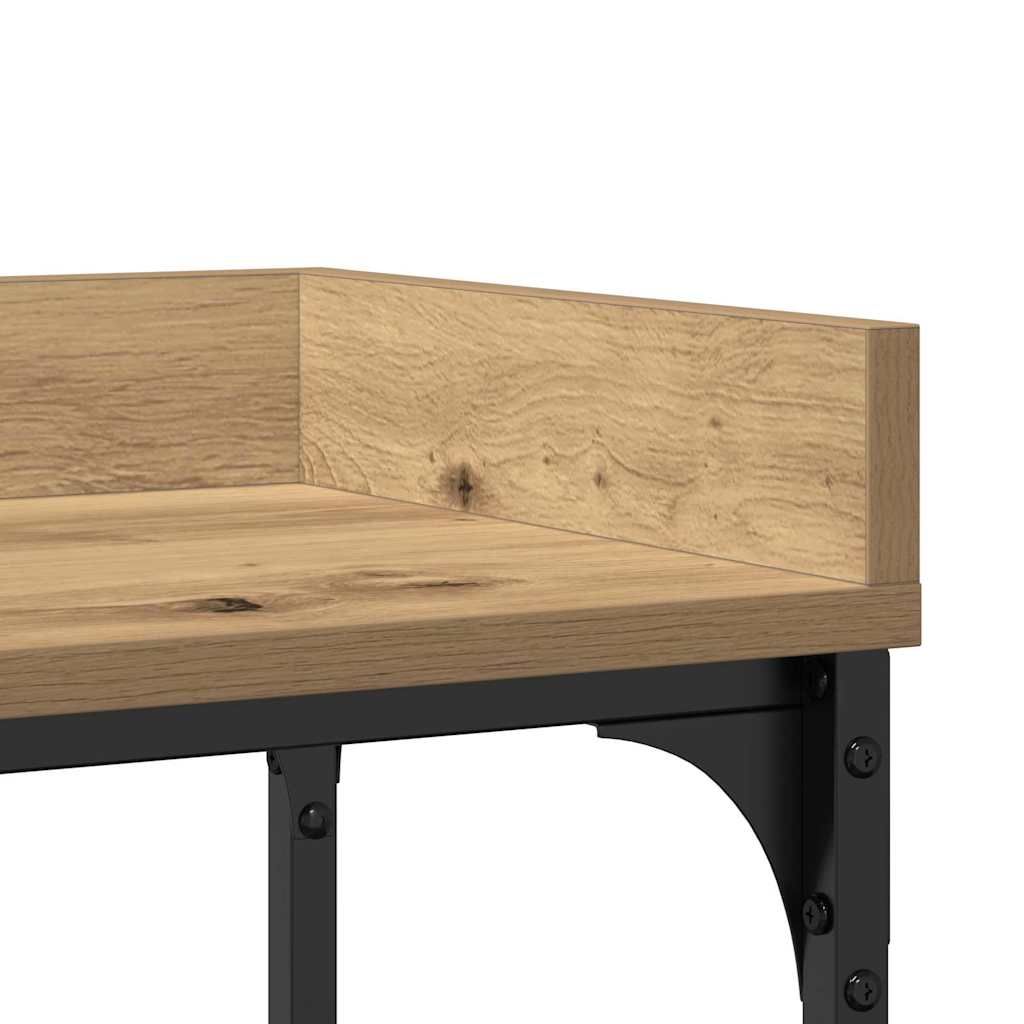 Konzolasztal polcokkal kézműves tölgy 100 x 30 x 80 cm