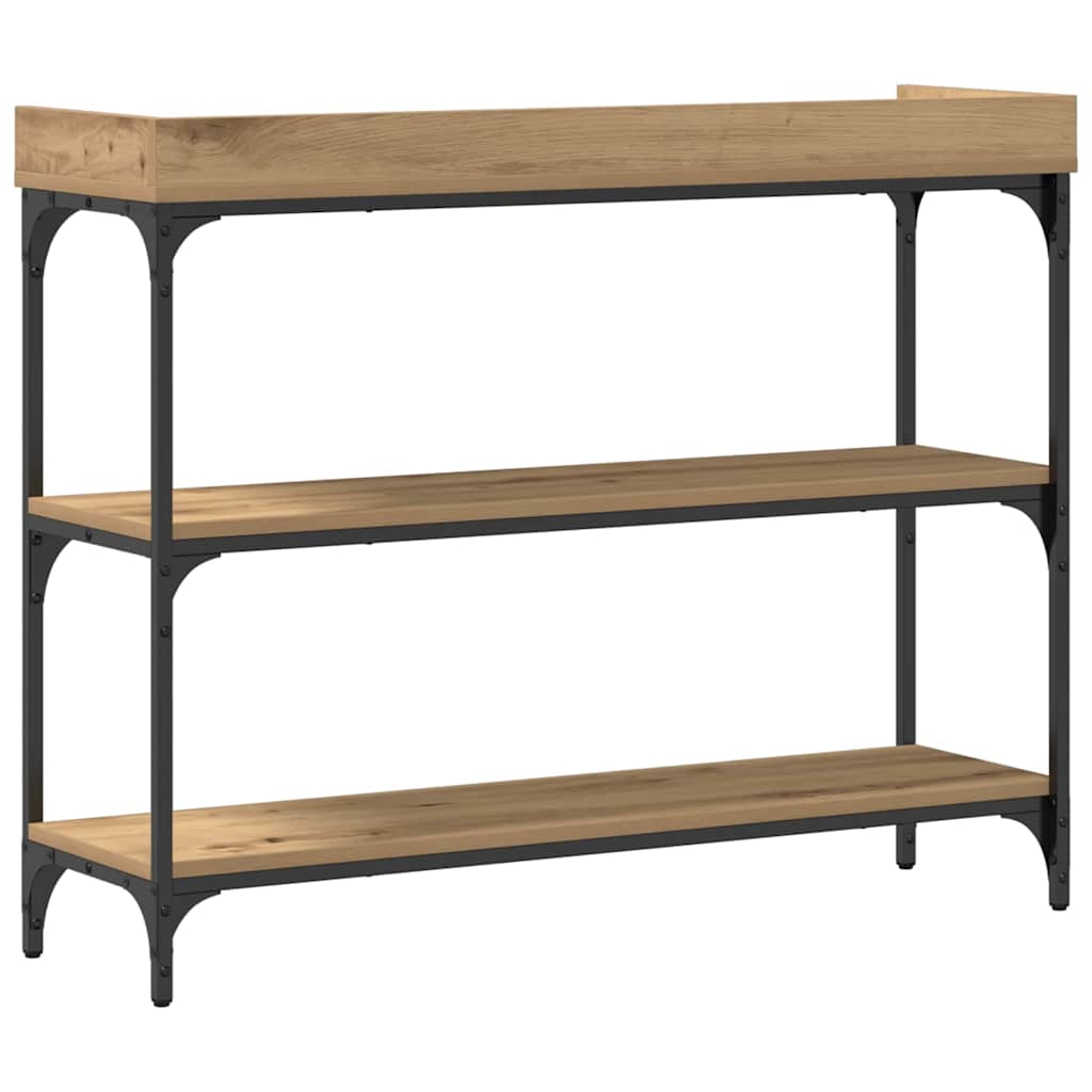 Konzolasztal polcokkal kézműves tölgy 100 x 30 x 80 cm