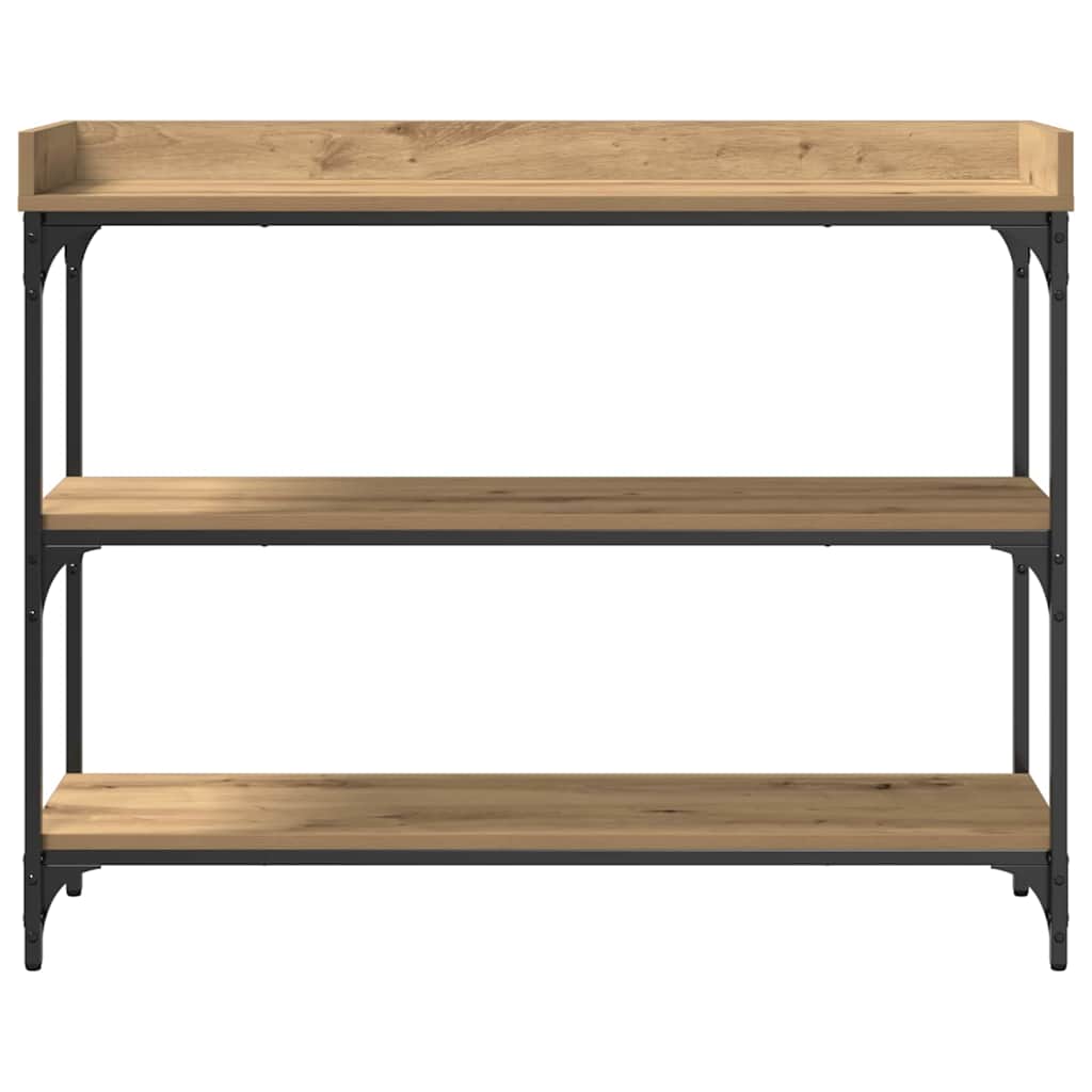 Konzolasztal polcokkal kézműves tölgy 100 x 30 x 80 cm