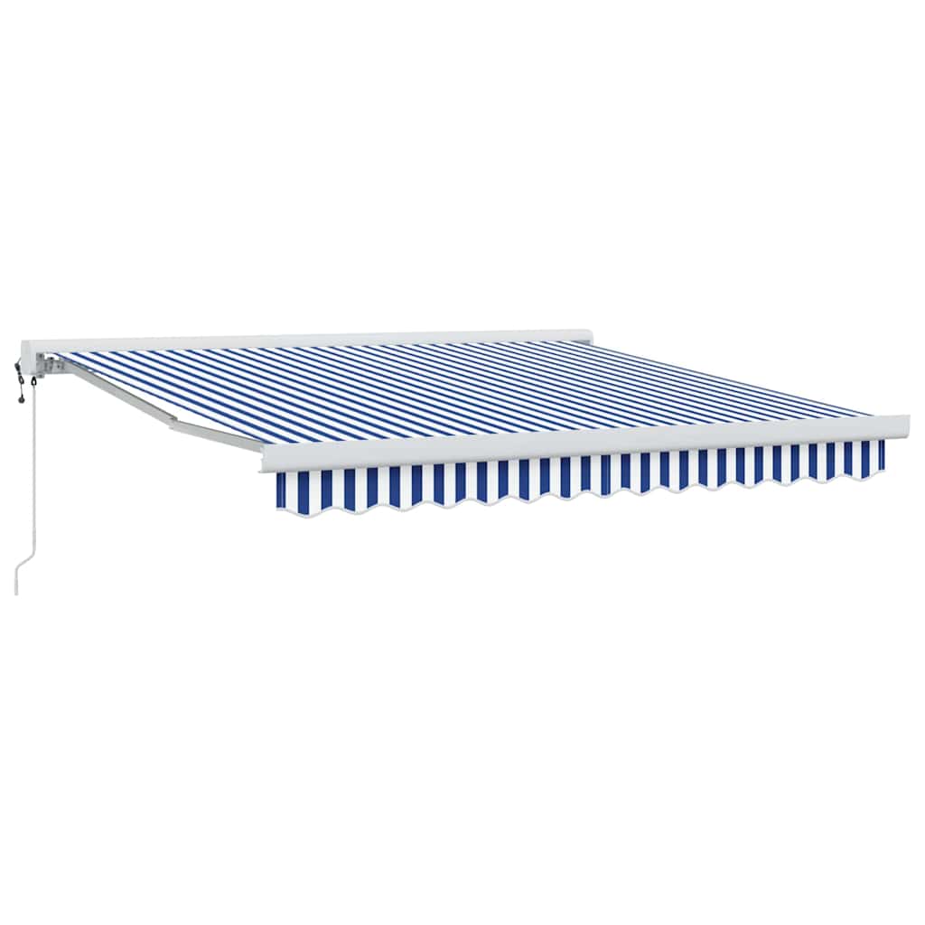 Behúzható napellenző Kék és fehér 300 x 250 cm Szövet, Fém