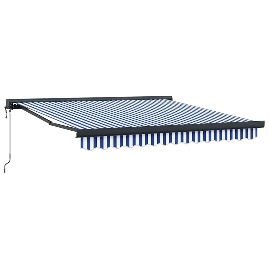 Behúzható napellenző Kék és fehér 300 x 250 cm Szövet, Fém