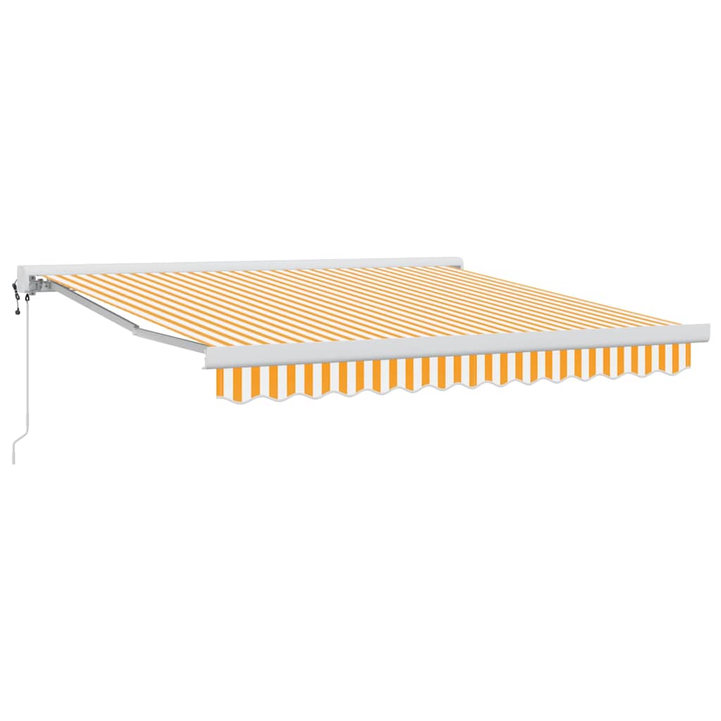 Behúzható napellenző Sárga és fehér 300 x 250 cm Szövet, Fém