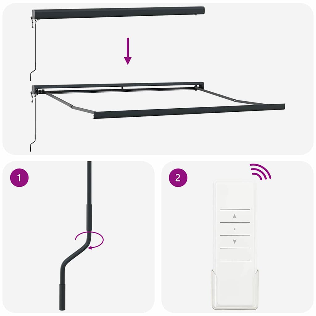 Behúzható napellenző Sárga és fehér 300 x 250 cm Szövet, Fém