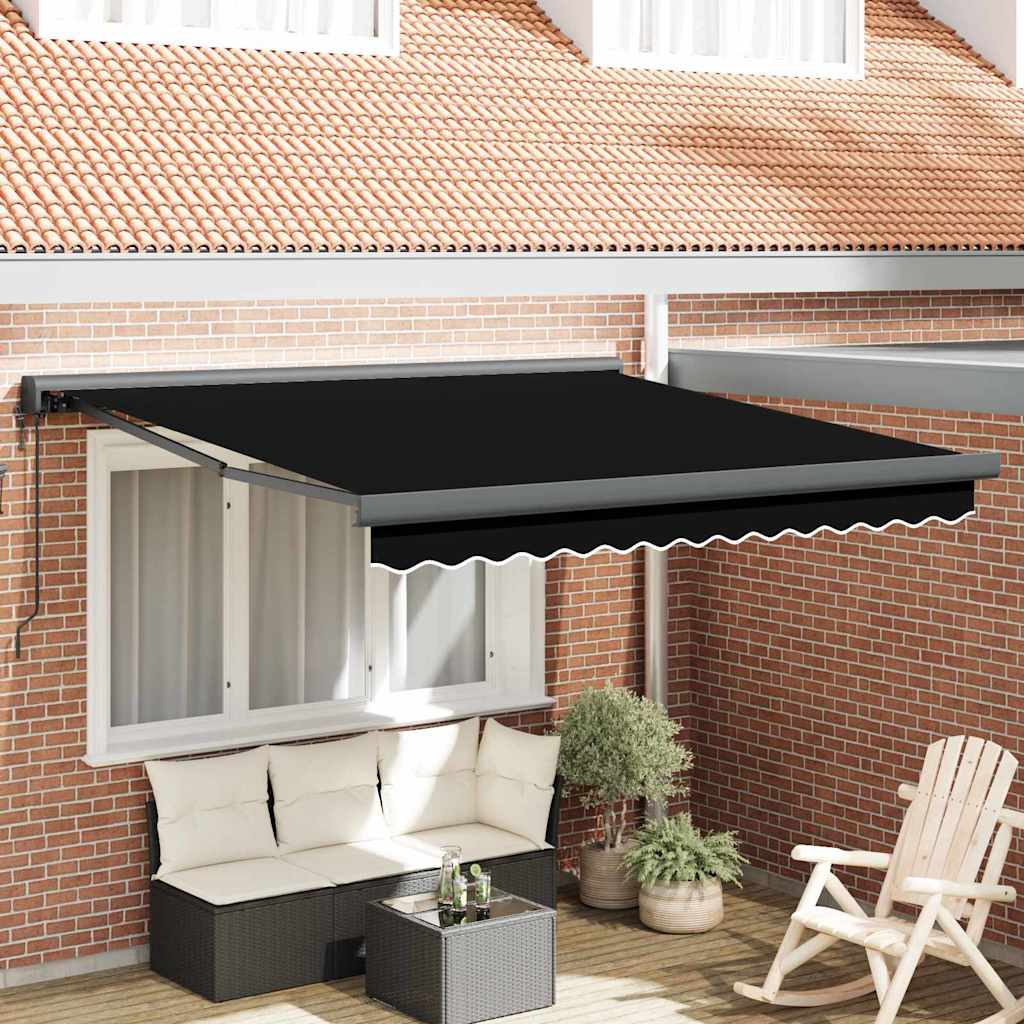 Behúzható napellenző Fekete 300 x 250 cm Szövet, Fém