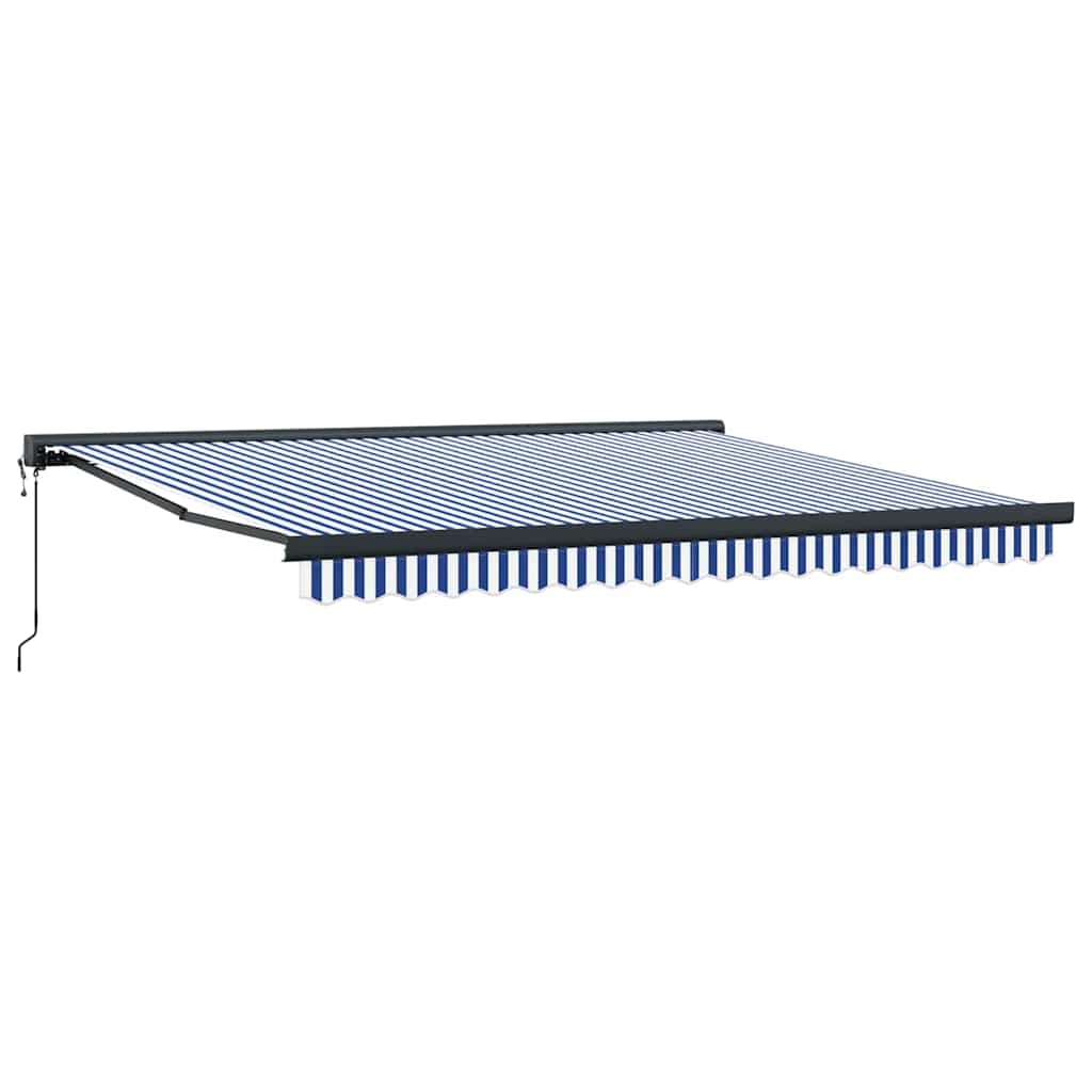 Behúzható napellenző Kék és fehér 350 x 250 cm Szövet, Fém