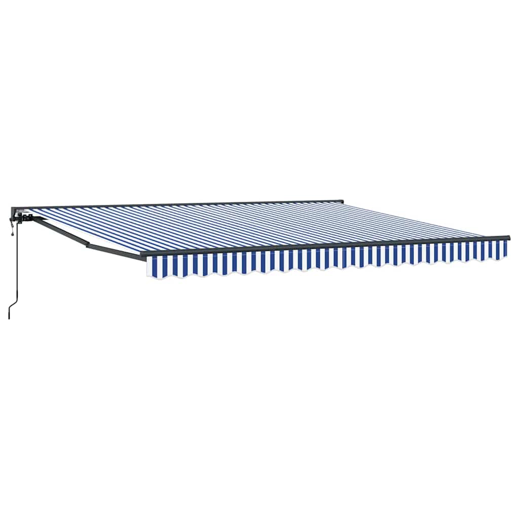 Behúzható napellenző Kék és fehér 350 x 250 cm Szövet, Fém