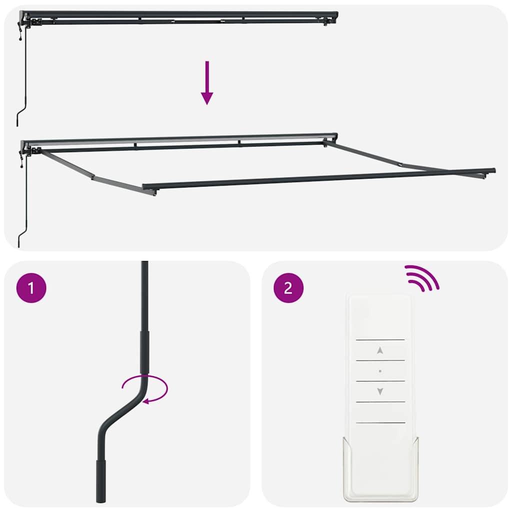 Behúzható napellenző Krém 350 x 250 cm Szövet, Fém