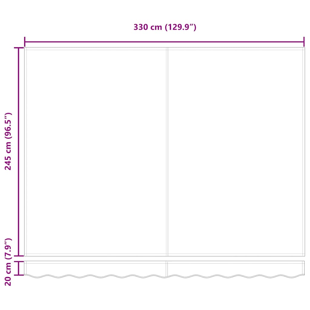 Behúzható napellenző Krém 350 x 250 cm Szövet, Fém