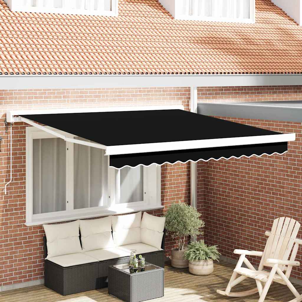 Behúzható napellenző Fekete 350 x 250 cm Szövet, Fém