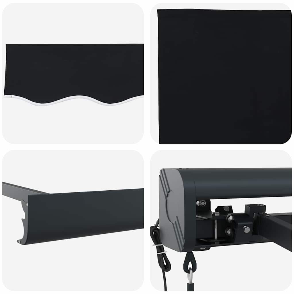 Behúzható napellenző Fekete 350 x 250 cm Szövet, Fém