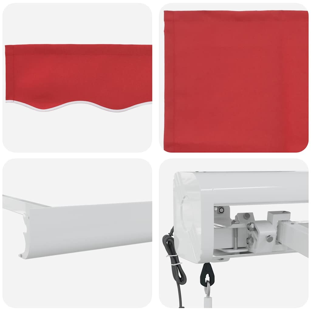 Behúzható napellenző Piros 350 x 250 cm Szövet, Fém
