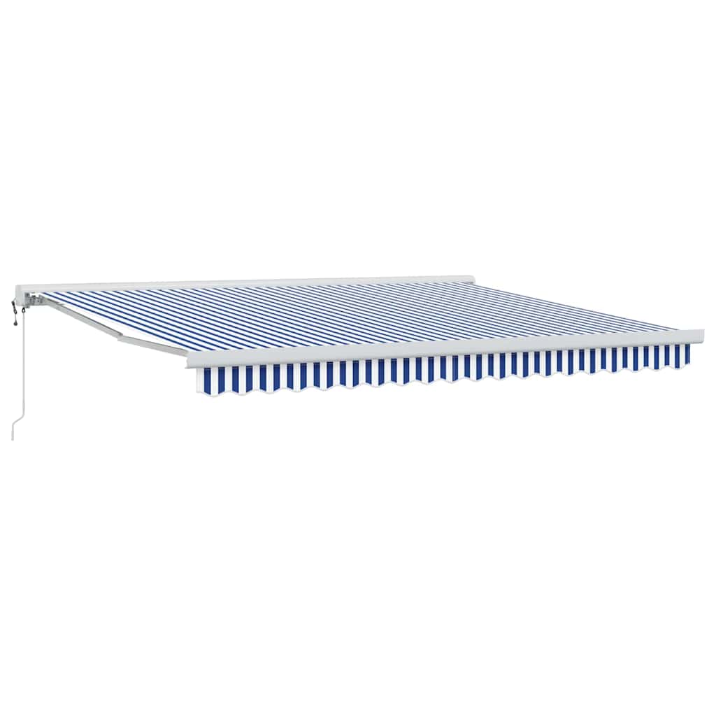 Behúzható napellenző Kék és Fehér 400 ×300 cm Szövet és Fém