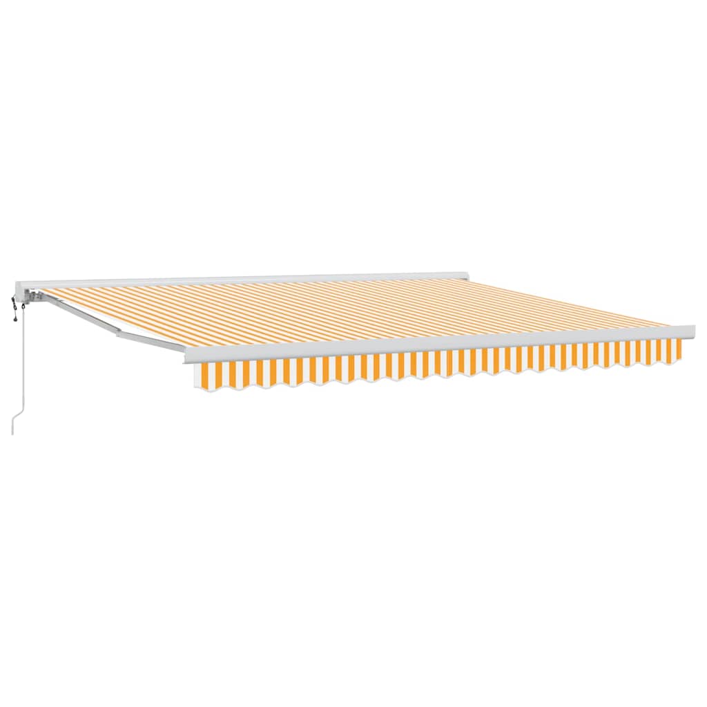 Behúzható napellenző Sárga és Fehér 400 ×300 cm Szövet és Fém