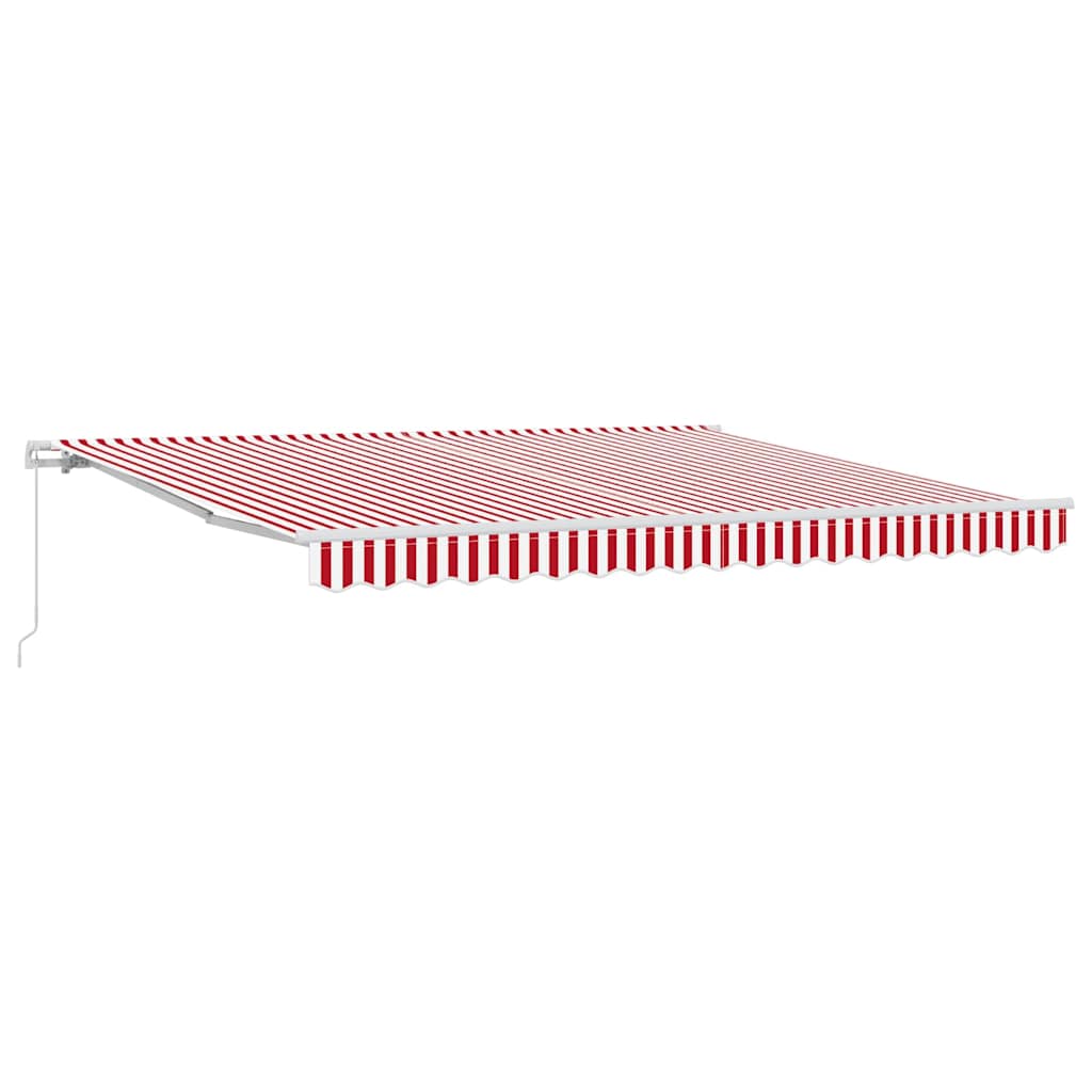 Behúzható napellenző Piros és fehér 400 × 300 cm Poliészter
