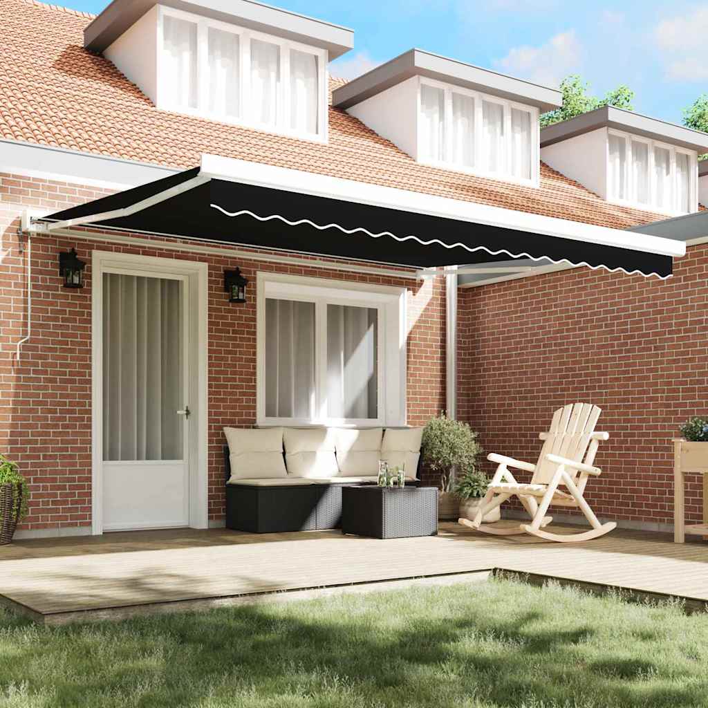 Behúzható napellenző Fekete 400 ×300 cm Szövet és Fém