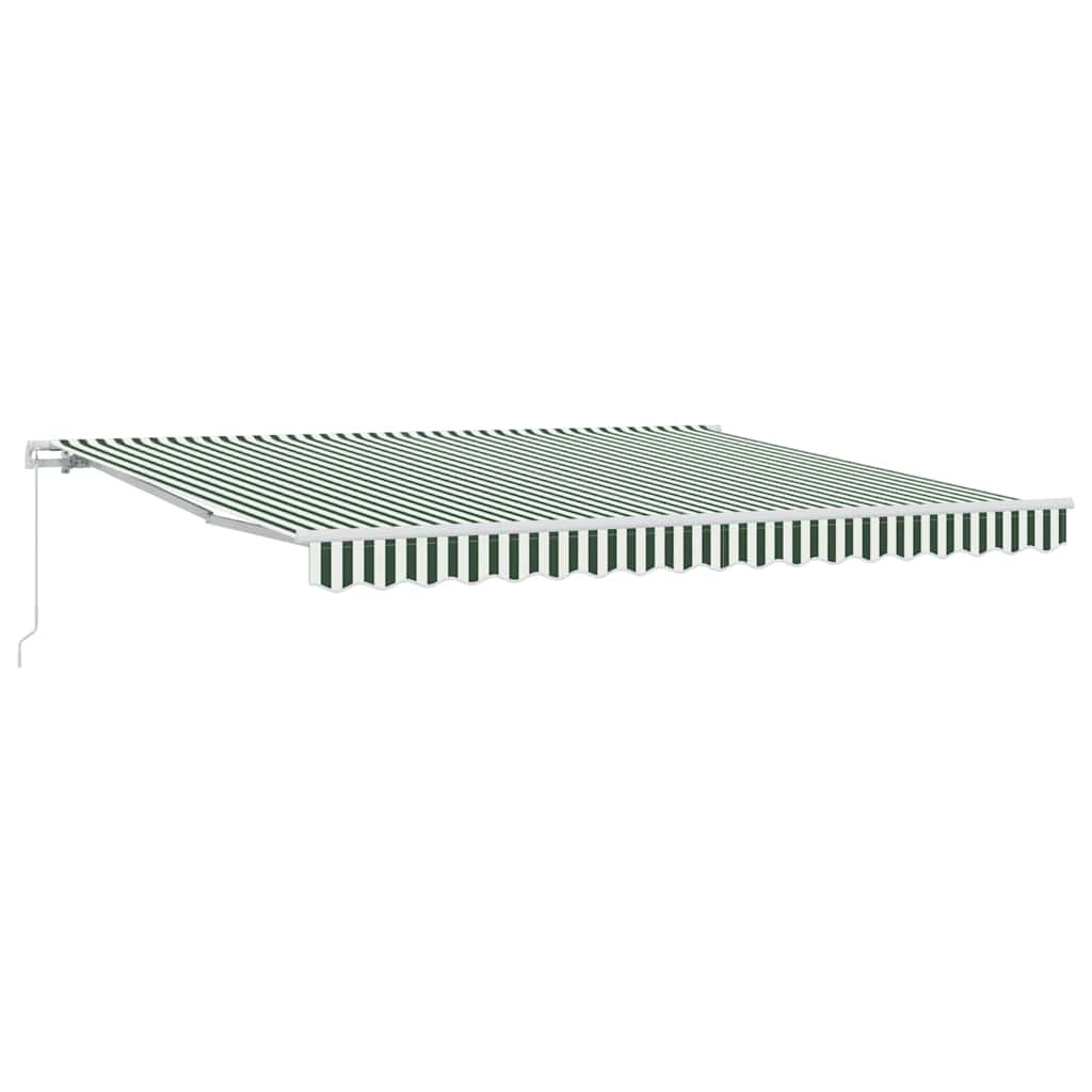 Behúzható napellenző Zöld és fehér 400 × 300 cm Poliészter
