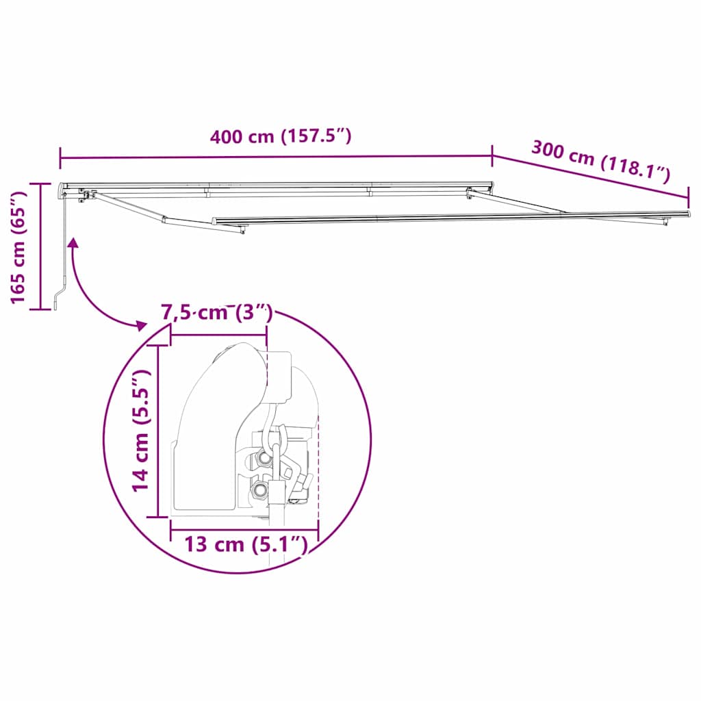 Behúzható napellenző Zöld és fehér 400 × 300 cm Poliészter