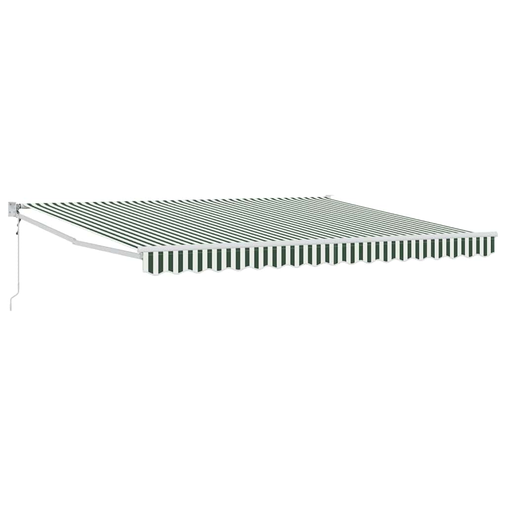 Behúzható napellenző Zöld és fehér 400 × 300 cm Poliészter