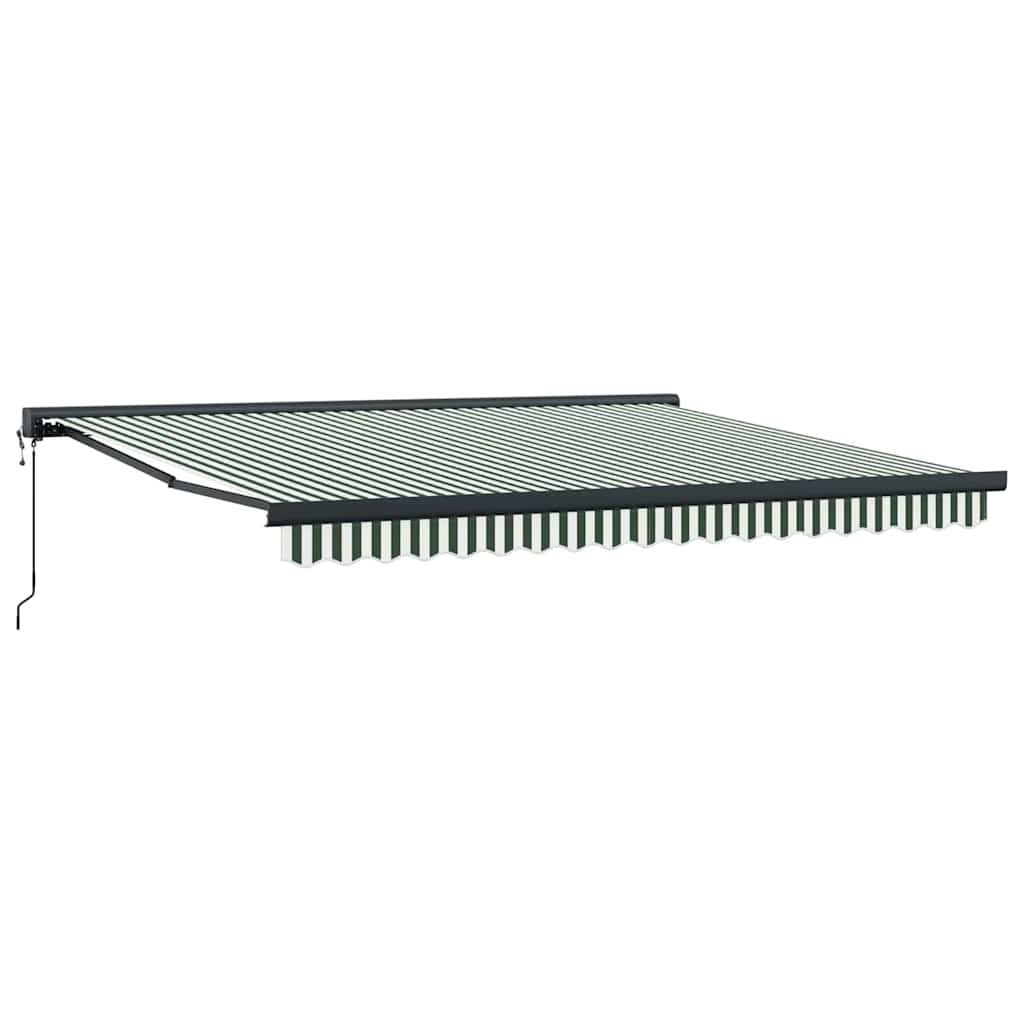Behúzható napellenző Zöld és fehér 400 × 300 cm Szövet, Fém