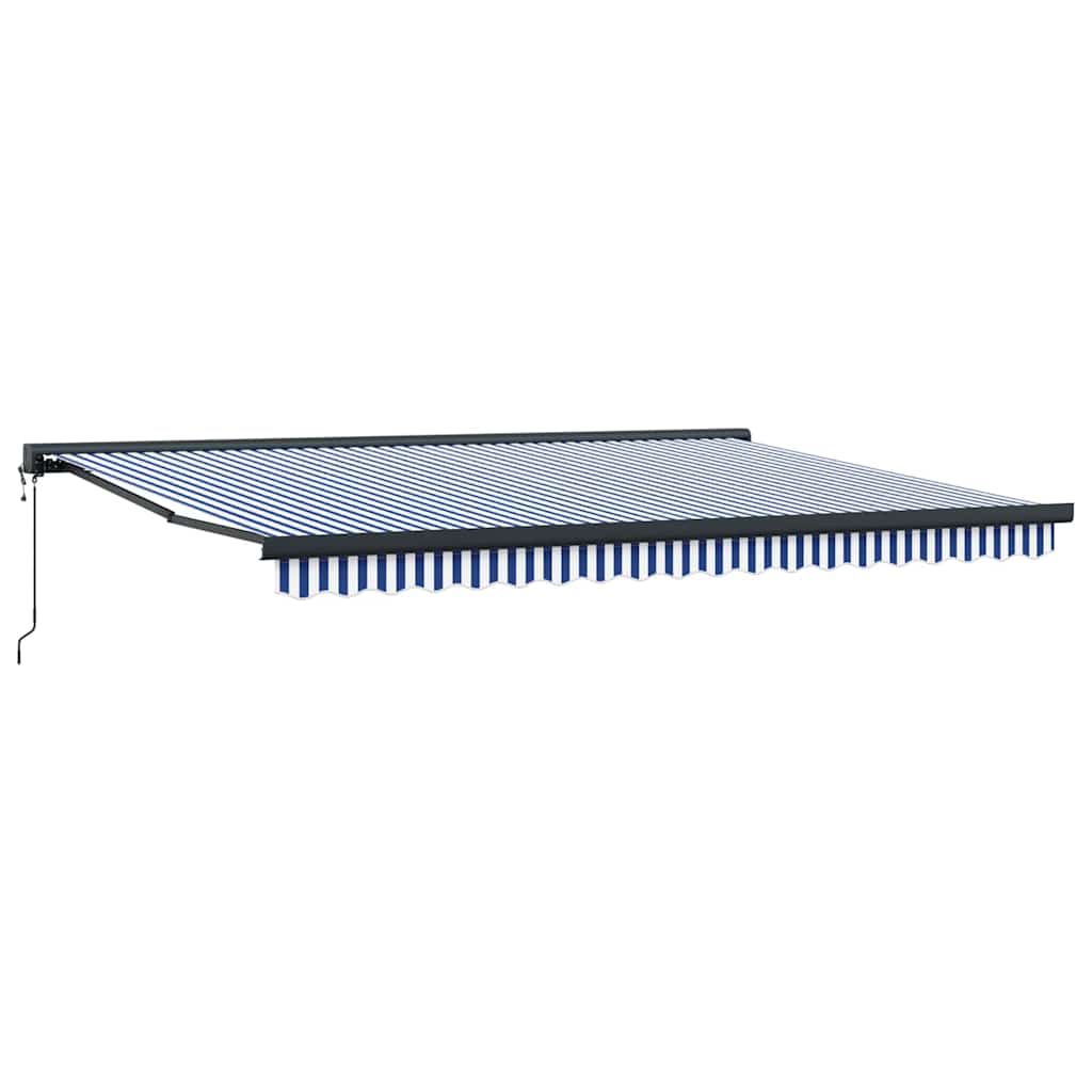 Behúzható napellenző Kék és fehér 450 × 300 cm Szövet, Fém