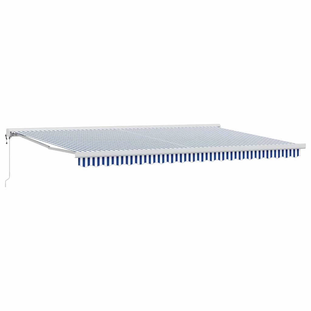 Behúzható napellenző Kék és fehér 500 × 300 cm Szövet, Fém