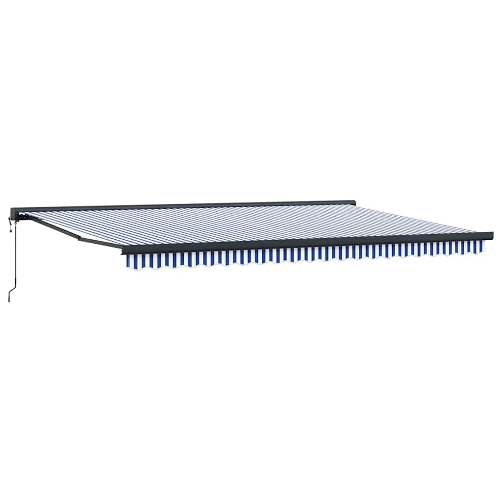 Behúzható napellenző Kék és fehér 500 × 300 cm Szövet, Fém