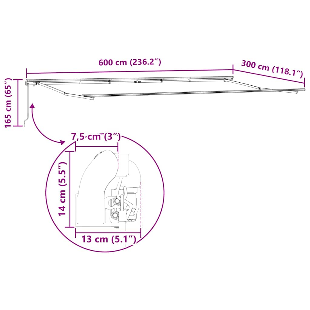 Behúzható napellenző Zöld és sárga 600 × 300 cm