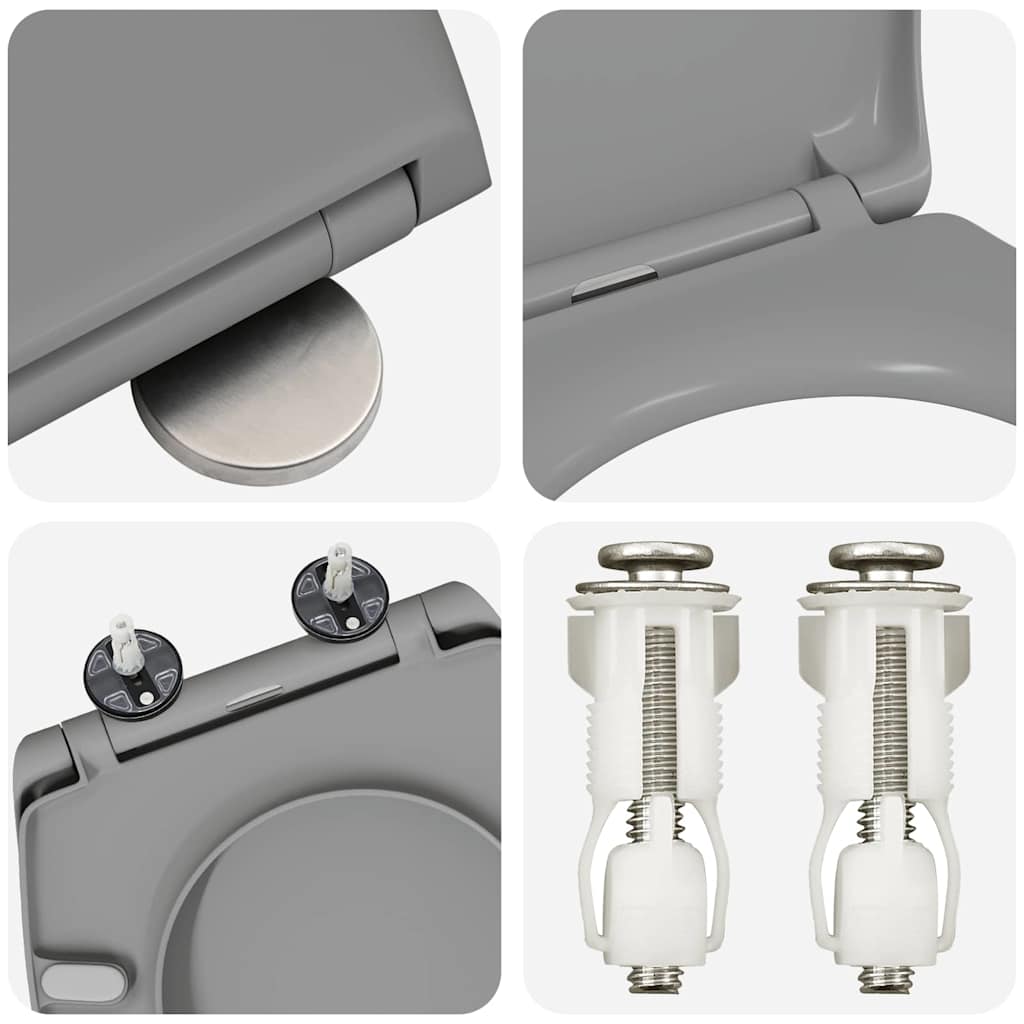 Gyorsan Levehető WC Ülőke Szürke 44.8 x 37.3 x 4.2 cm Duroplast