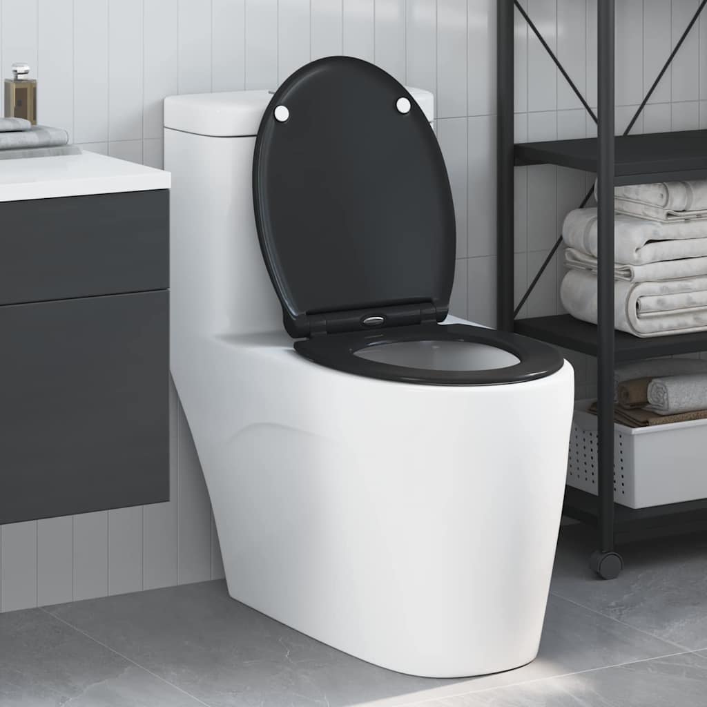 Gyorsan Levehető WC Ülőke Fekete 45.5 x 37.5 x 3.8 cm Duroplast