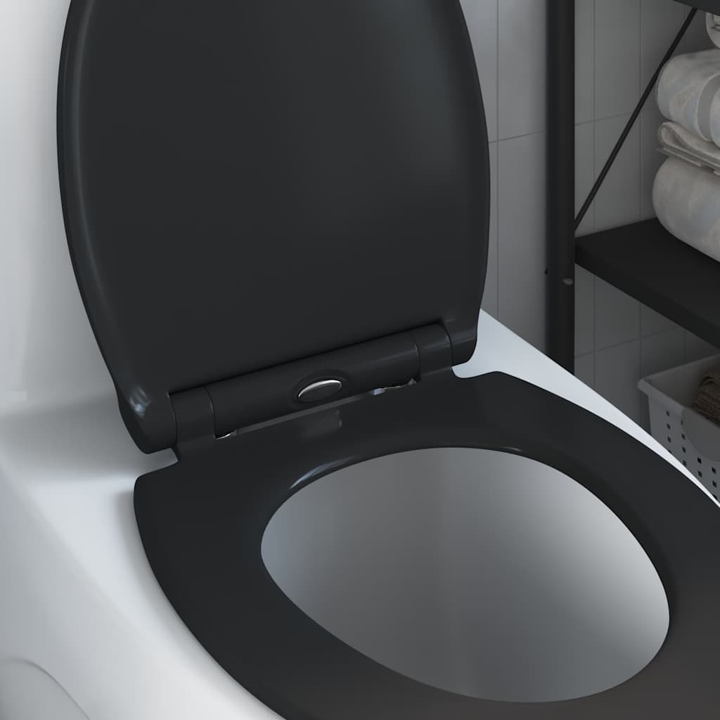 Gyorsan Levehető WC Ülőke Fekete 45.5 x 37.5 x 3.8 cm Duroplast
