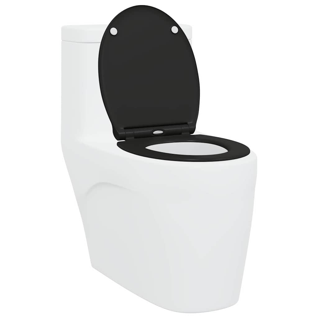 Gyorsan Levehető WC Ülőke Fekete 45.5 x 37.5 x 3.8 cm Duroplast