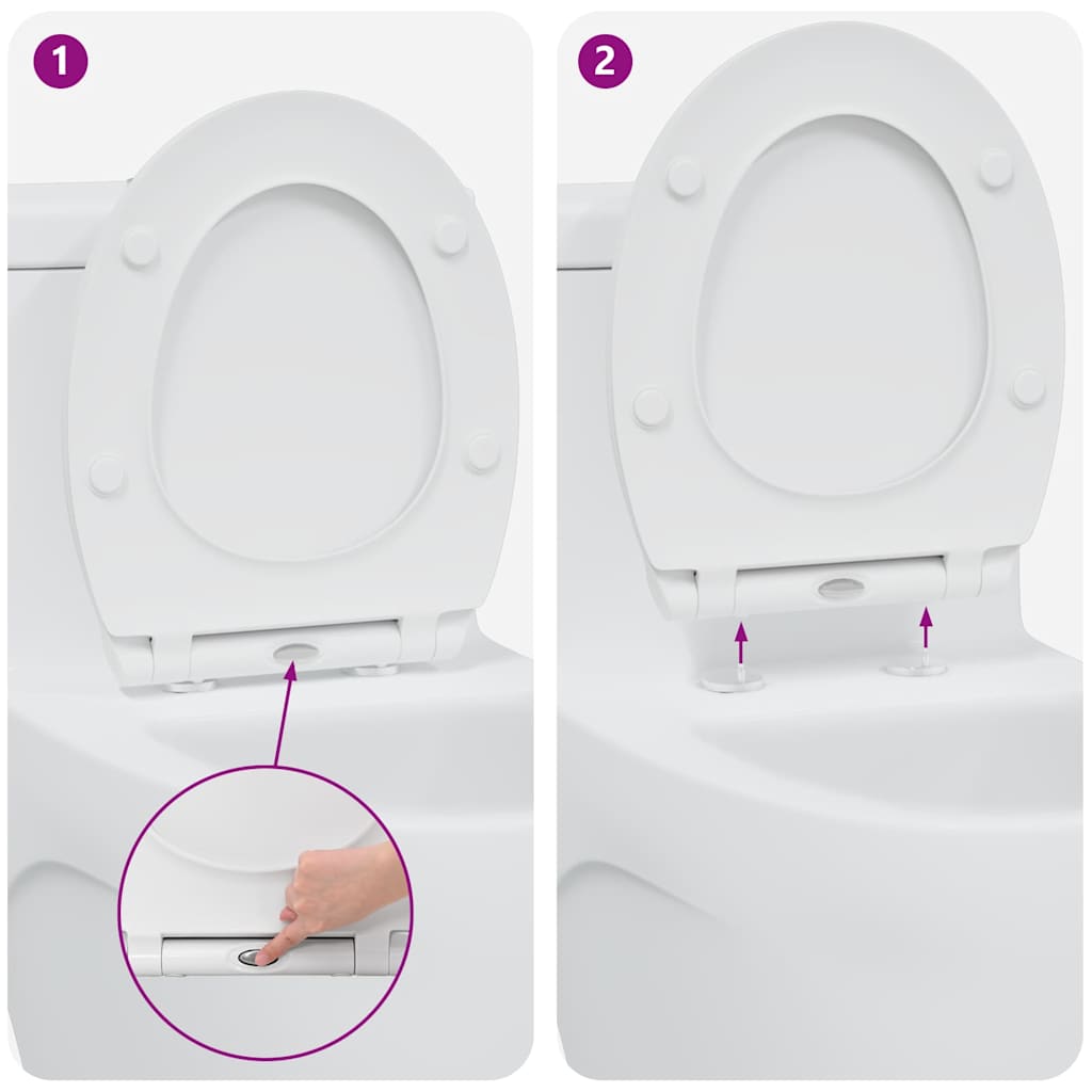 Gyorsan Levehető WC Ülőke Fehér 45.5 x 37.5 x 3.8 cm Duroplast
