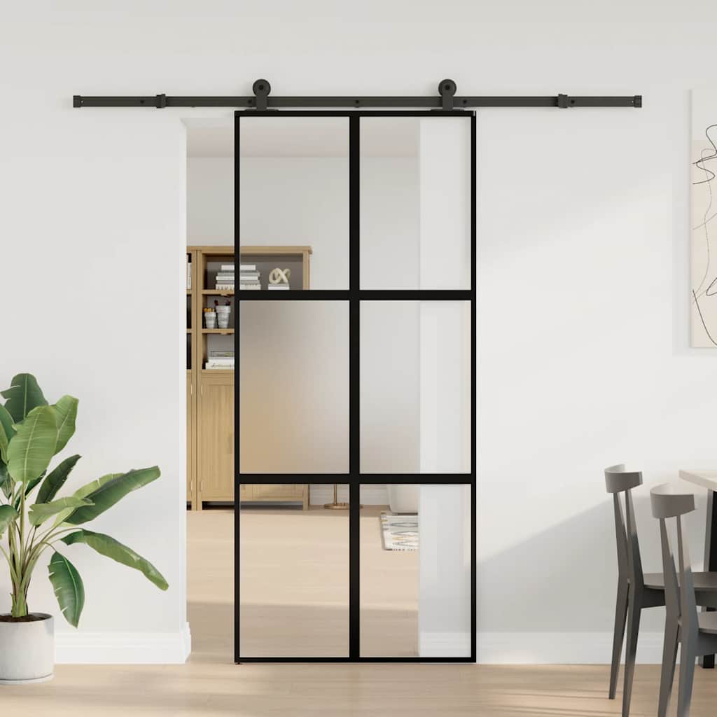 tolóajtó vasalattal 90x205 cm edzett üveg&Alumínium